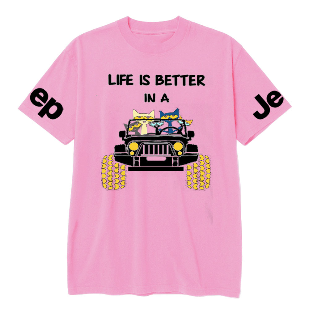 Life Is Better In A Jp With Funny Cats Driving T-Shirt