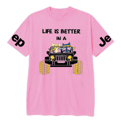 Life Is Better In A Jp With Funny Cats Driving T-Shirt