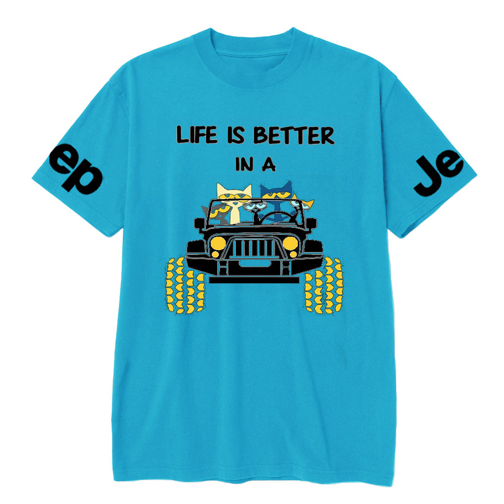 Life Is Better In A Jp With Funny Cats Driving T-Shirt