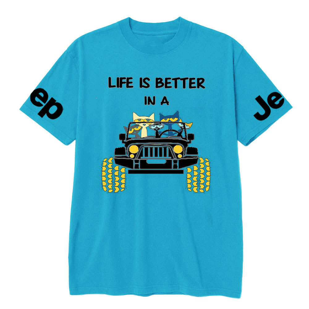 Life Is Better In A Jp With Funny Cats Driving T-Shirt