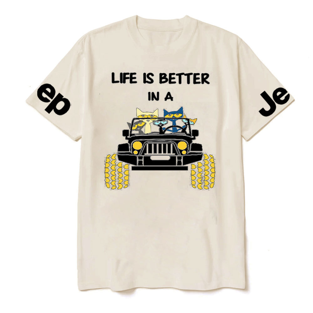 Life Is Better In A Jp With Funny Cats Driving T-Shirt