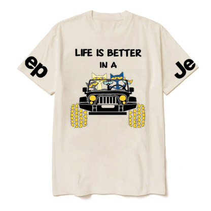 Life Is Better In A Jp With Funny Cats Driving T-Shirt