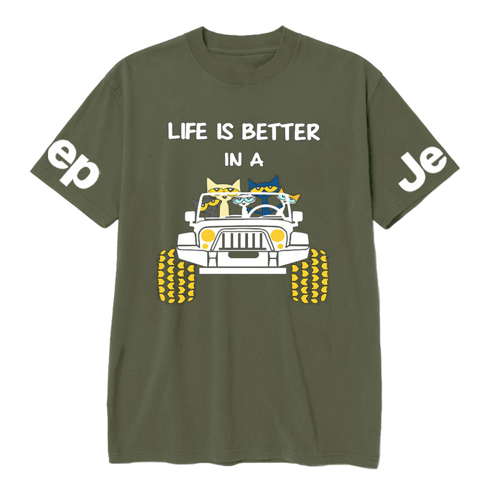 Life Is Better In A Jp With Funny Cats Driving T-Shirt