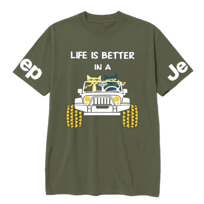 Life Is Better In A Jp With Funny Cats Driving T-Shirt