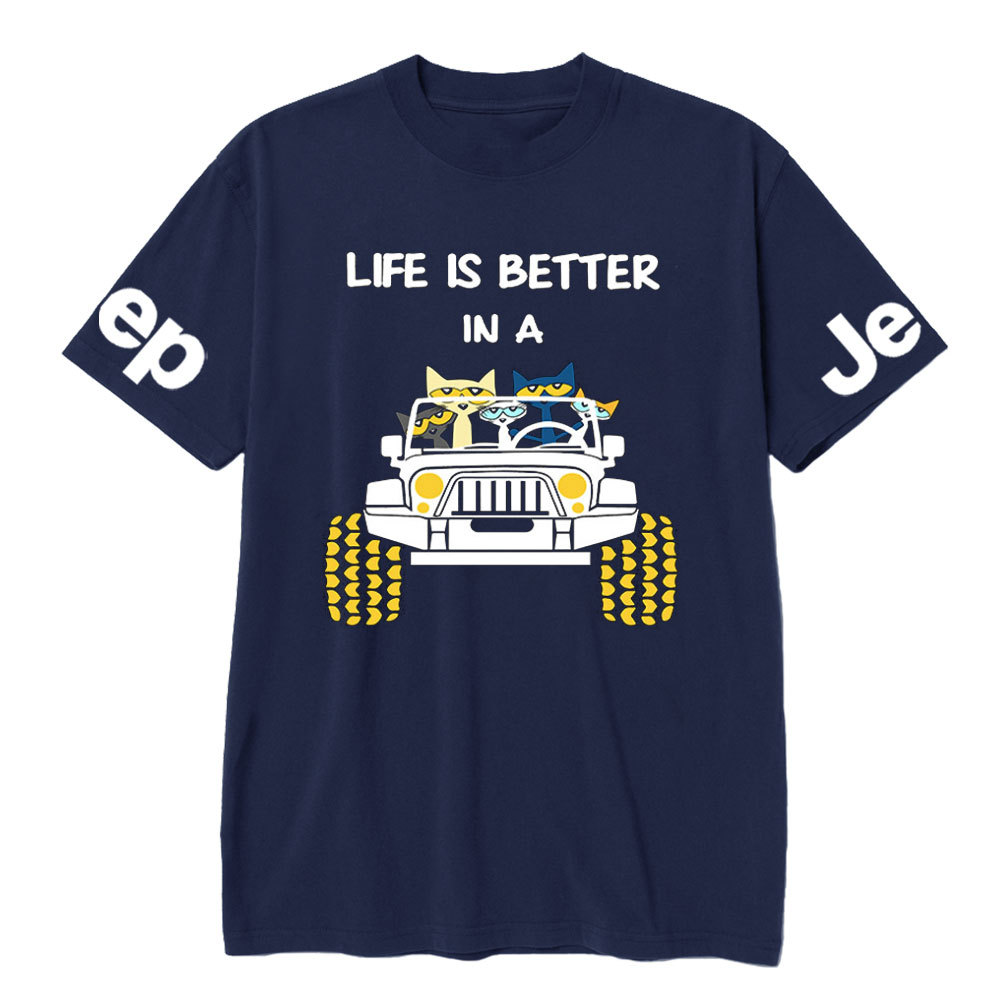 Life Is Better In A Jp With Funny Cats Driving T-Shirt
