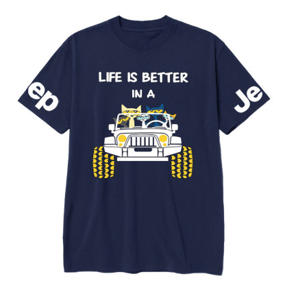 Life Is Better In A Jp With Funny Cats Driving T-Shirt