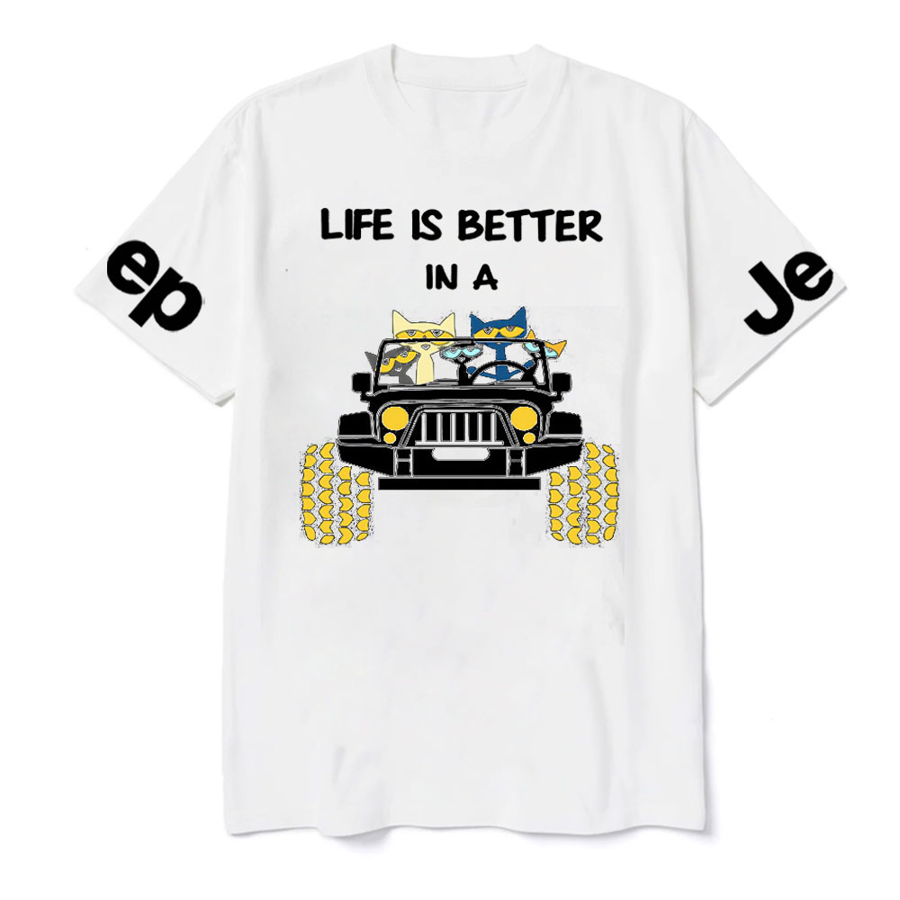 Life Is Better In A Jp With Funny Cats Driving T-Shirt