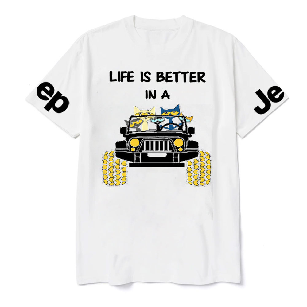 Life Is Better In A Jp With Funny Cats Driving T-Shirt