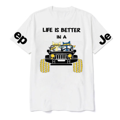 Life Is Better In A Jp With Funny Cats Driving T-Shirt
