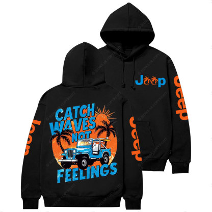 Catch Waves Not Feelings Retro Summer Beach Jp Casual Hoodie