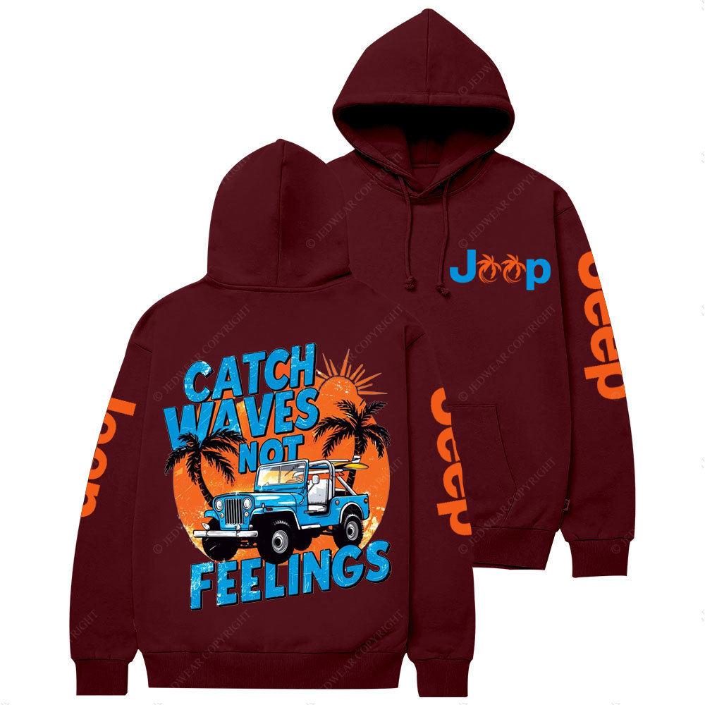 Catch Waves Not Feelings Retro Summer Beach Jp Casual Hoodie