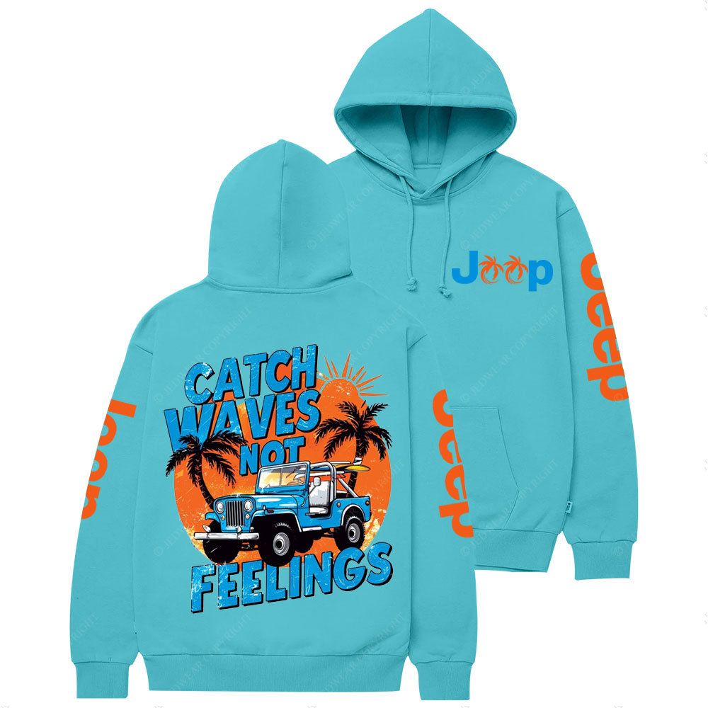 Catch Waves Not Feelings Retro Summer Beach Jp Casual Hoodie