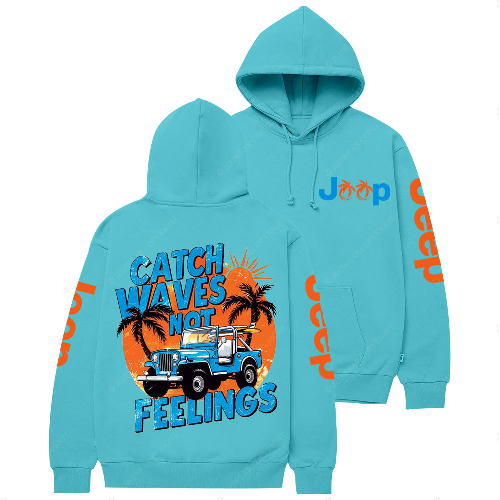 Catch Waves Not Feelings Retro Summer Beach Jp Casual Hoodie