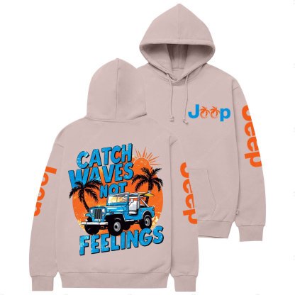 Catch Waves Not Feelings Retro Summer Beach Jp Casual Hoodie