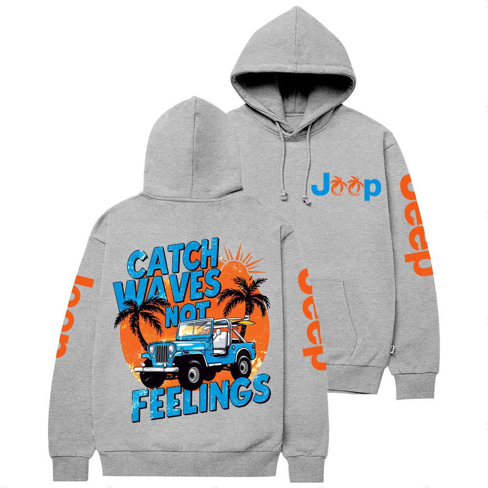 Catch Waves Not Feelings Retro Summer Beach Jp Casual Hoodie
