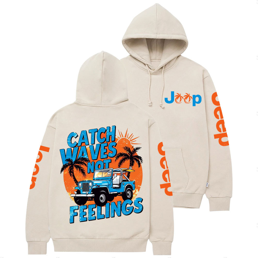 Catch Waves Not Feelings Retro Summer Beach Jp Casual Hoodie