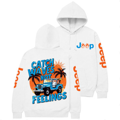 Catch Waves Not Feelings Retro Summer Beach Jp Casual Hoodie
