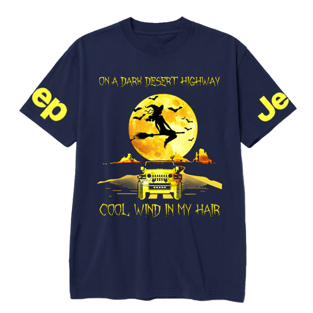 Halloween Witch and Jp Car On A Dark Desert Highway Cool Wind In My Hair T-Shirt