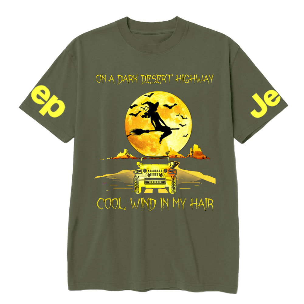 Halloween Witch and Jp Car On A Dark Desert Highway Cool Wind In My Hair T-Shirt