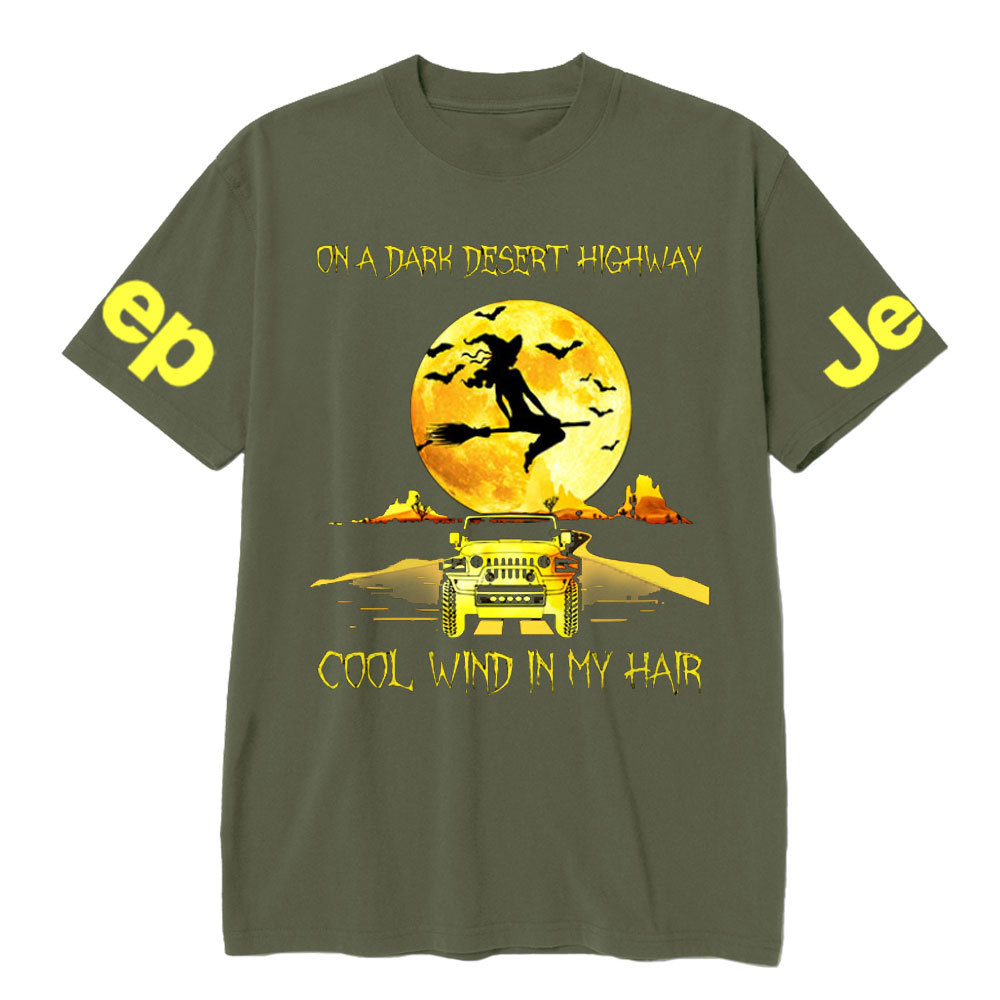 Halloween Witch and Jp Car On A Dark Desert Highway Cool Wind In My Hair T-Shirt