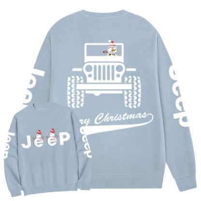 Merry Christmas Snowman Jp Double Printed Crew Neck Sweatshirt