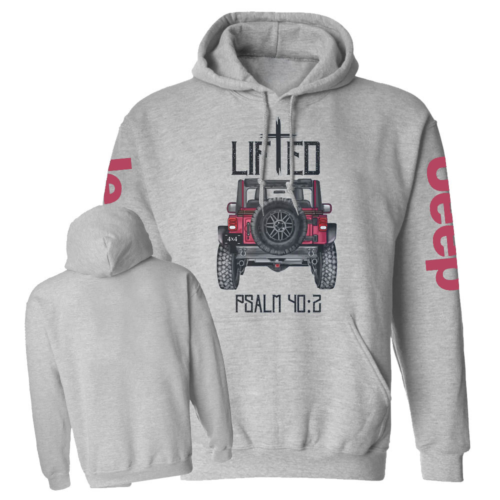 Christian "Lifted" 4x4 Truck Offroad Bible Verse Positive Vibes Jp Casual Hoodie