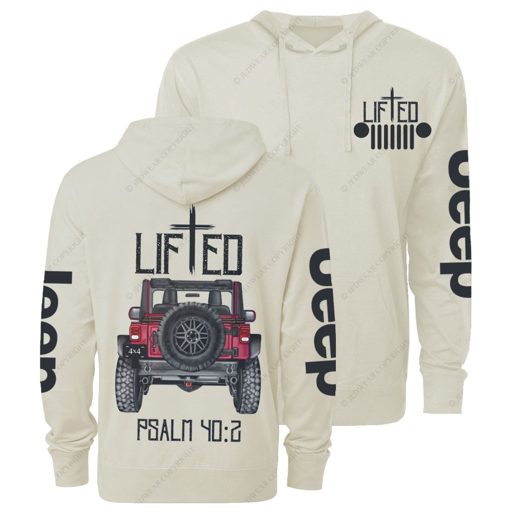 Christian "Lifted" Jp Truck Bible Verse Positive Vibes Double Printed Oversized Lightweight Hoodie