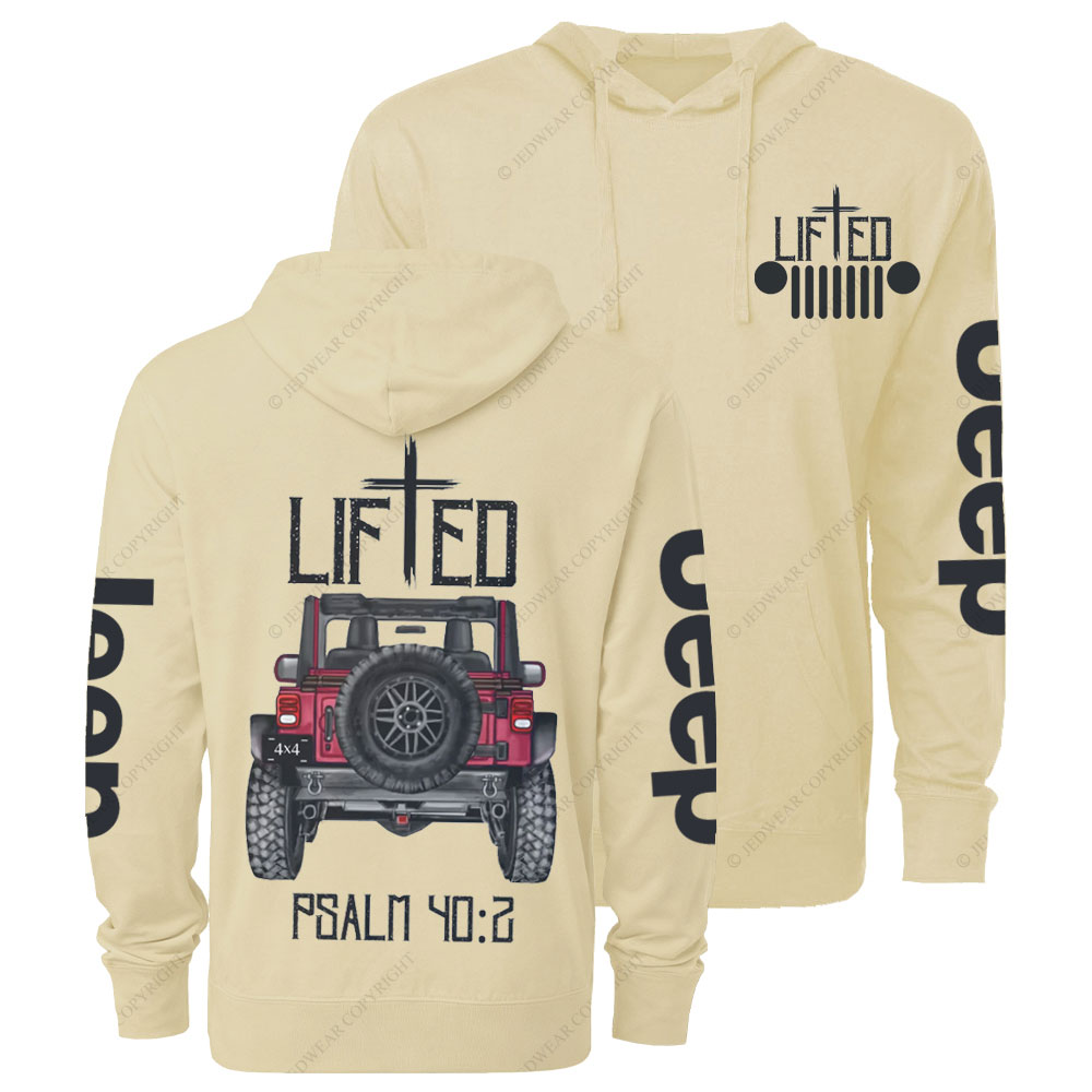 Christian "Lifted" Jp Truck Bible Verse Positive Vibes Double Printed Oversized Lightweight Hoodie