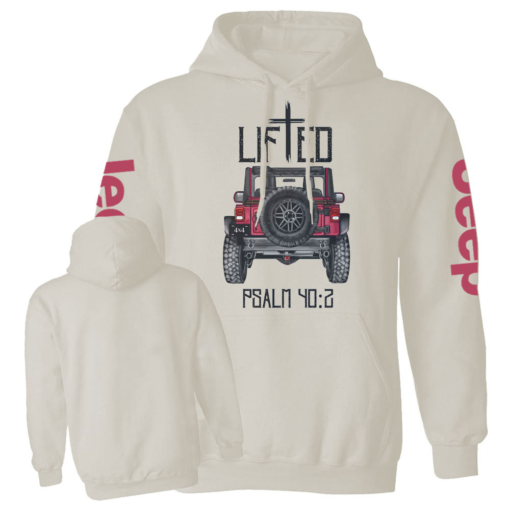 Christian "Lifted" 4x4 Truck Offroad Bible Verse Positive Vibes Jp Casual Hoodie