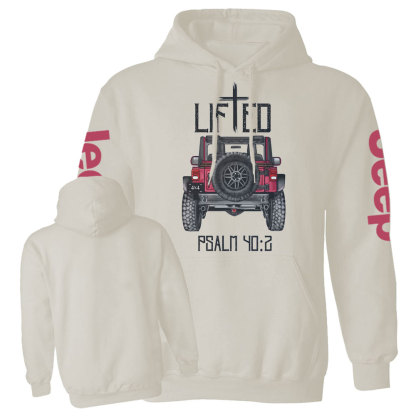 Christian "Lifted" 4x4 Truck Offroad Bible Verse Positive Vibes Jp Casual Hoodie