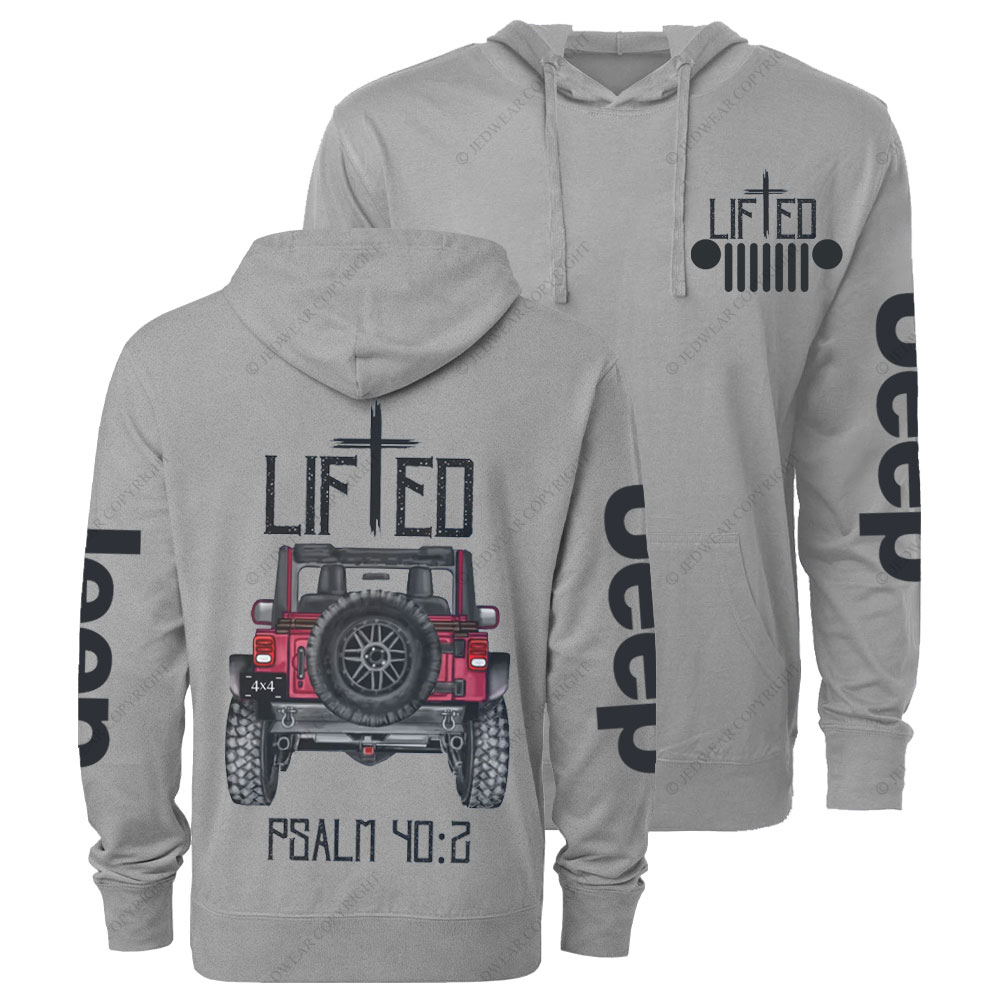 Christian "Lifted" Jp Truck Bible Verse Positive Vibes Double Printed Oversized Lightweight Hoodie