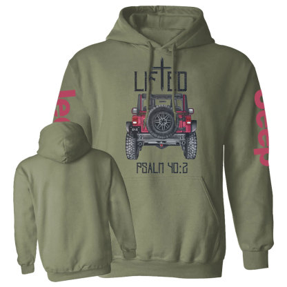 Christian "Lifted" 4x4 Truck Offroad Bible Verse Positive Vibes Jp Casual Hoodie