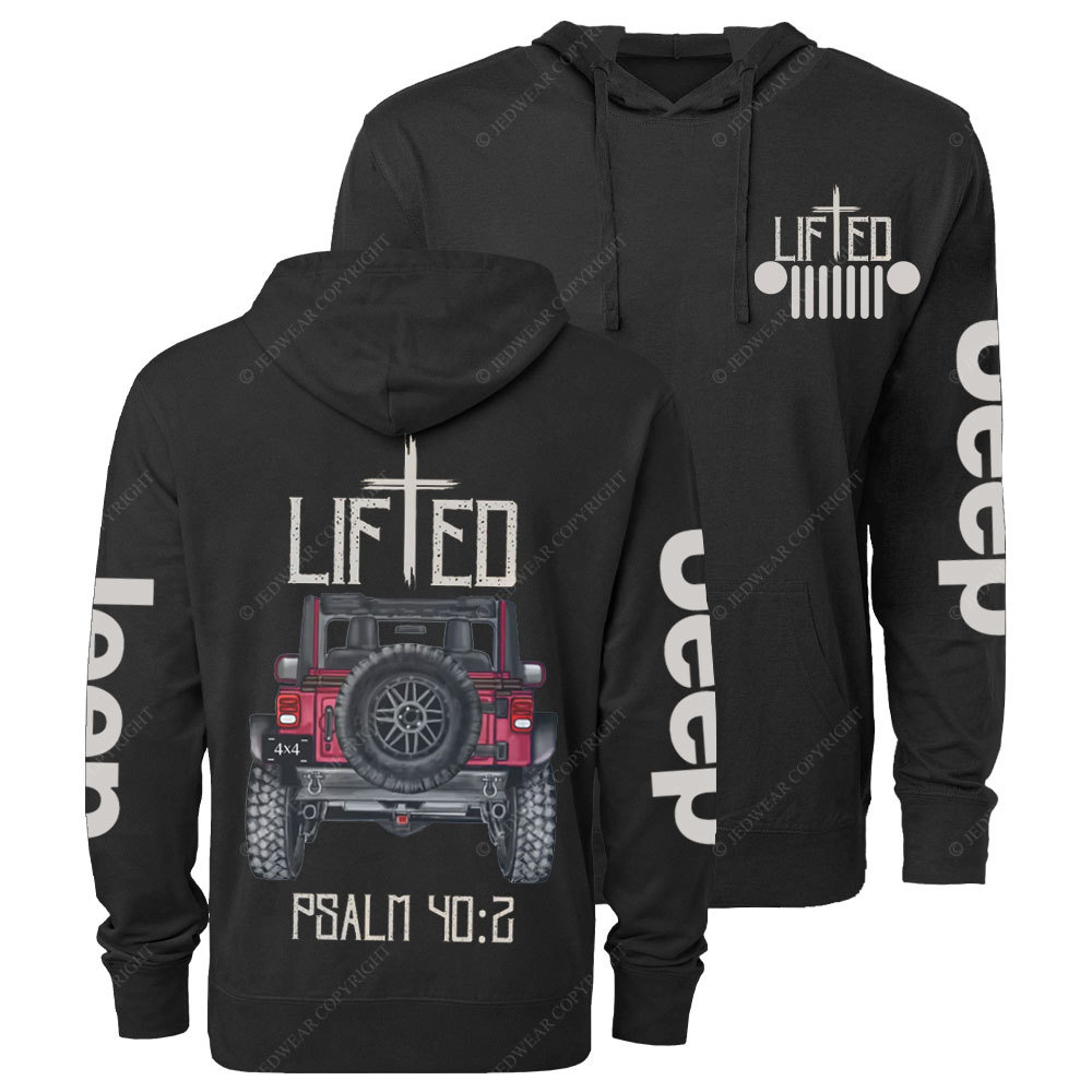 Christian "Lifted" Jp Truck Bible Verse Positive Vibes Double Printed Oversized Lightweight Hoodie