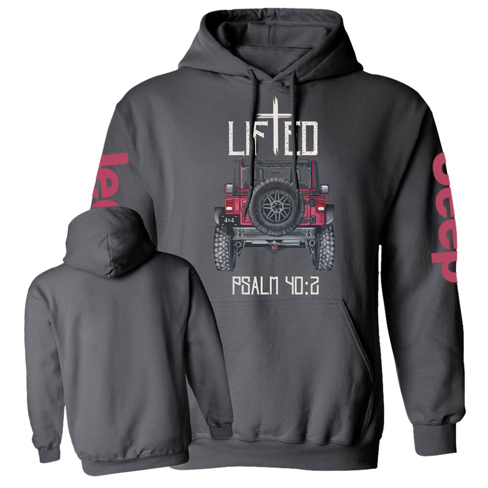 Christian "Lifted" 4x4 Truck Offroad Bible Verse Positive Vibes Jp Casual Hoodie