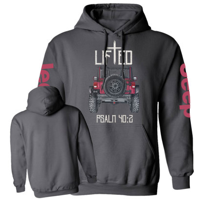 Christian "Lifted" 4x4 Truck Offroad Bible Verse Positive Vibes Jp Casual Hoodie