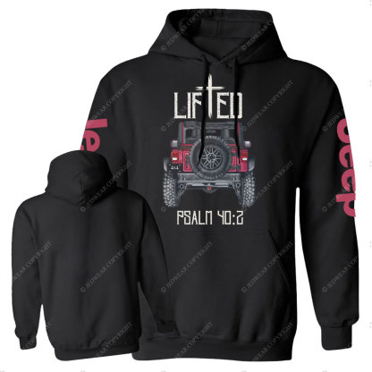 Christian "Lifted" 4x4 Truck Offroad Bible Verse Positive Vibes Jp Casual Hoodie