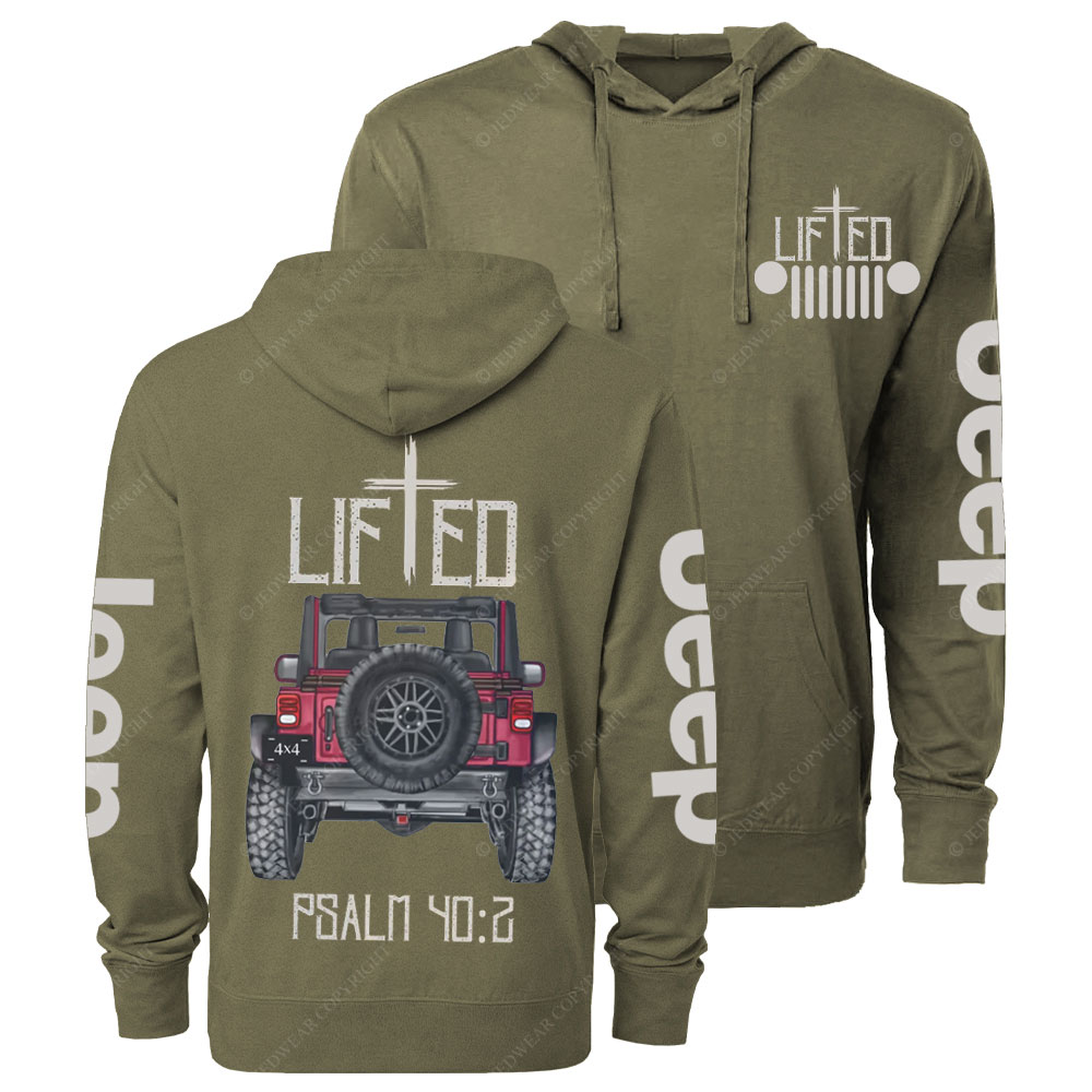 Christian "Lifted" Jp Truck Bible Verse Positive Vibes Double Printed Oversized Lightweight Hoodie