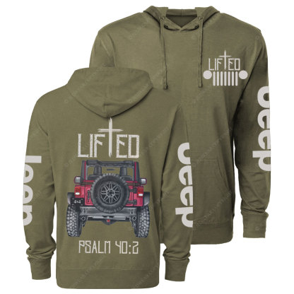 Christian "Lifted" Jp Truck Bible Verse Positive Vibes Double Printed Oversized Lightweight Hoodie