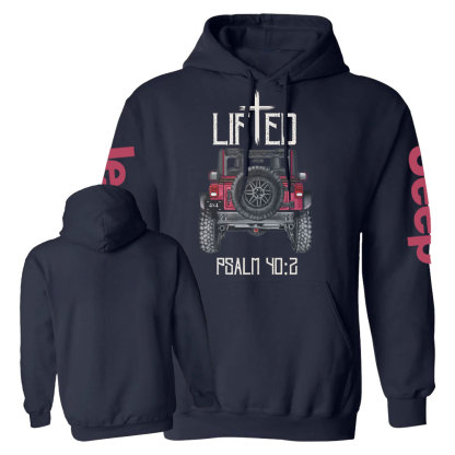 Christian "Lifted" 4x4 Truck Offroad Bible Verse Positive Vibes Jp Casual Hoodie