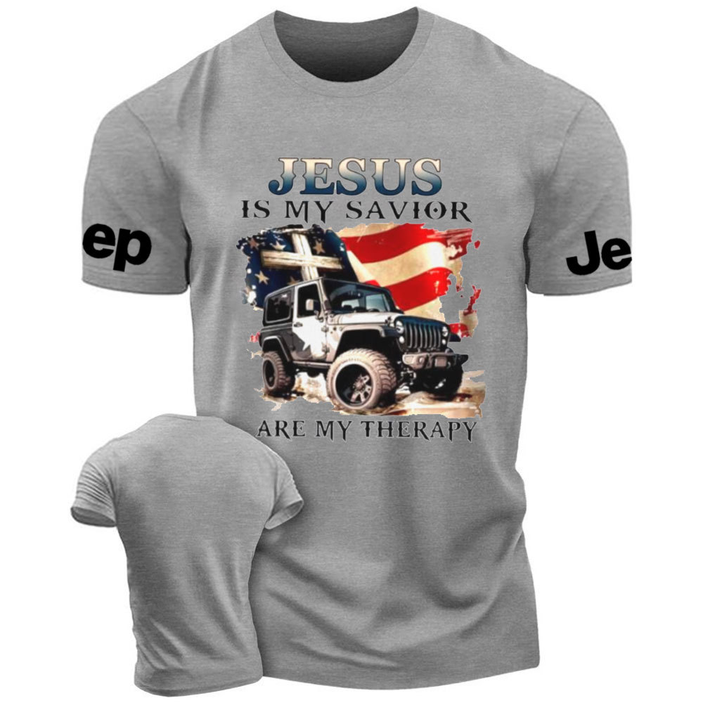 Jesus is My Savior Jps are My Therapy US Flag Religious Cross T-Shirt