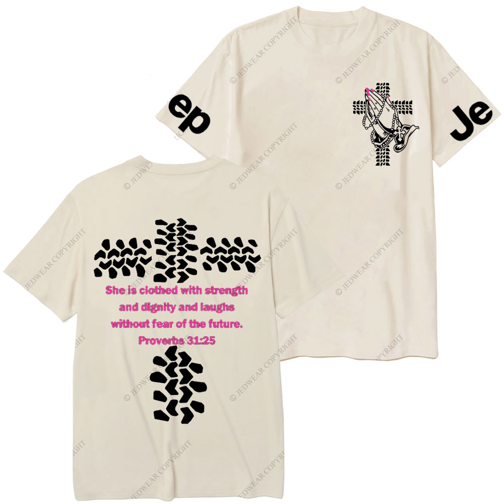 Jp Lover Religious She Is Clothed With Strength T-Shirt
