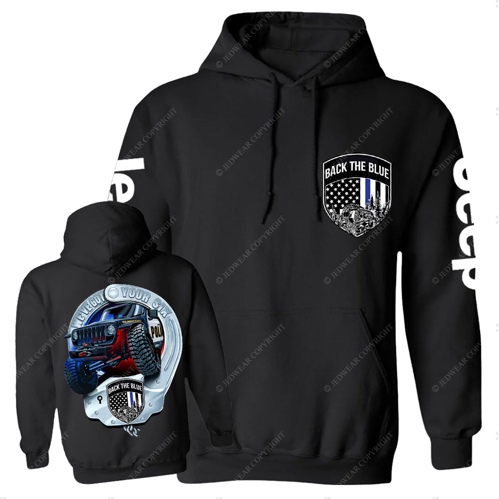 We've Got Your Six, Police Back the Blue Handcuff Double Printed Casual Hoodie
