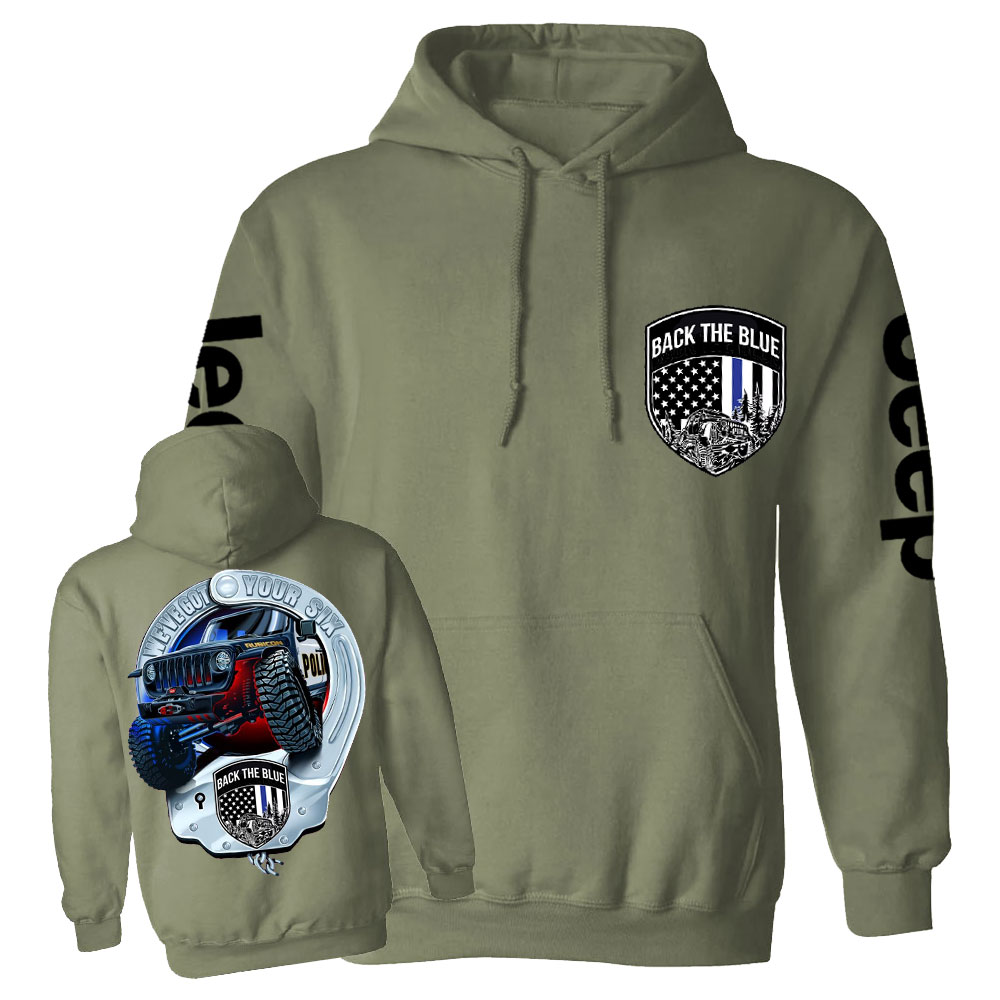 We've Got Your Six, Police Back the Blue Handcuff Double Printed Casual Hoodie