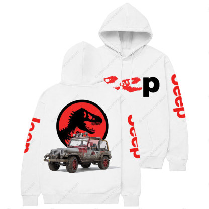 Dinosaur Jp with Red Horror Rex Double Printed Casual Hoodie