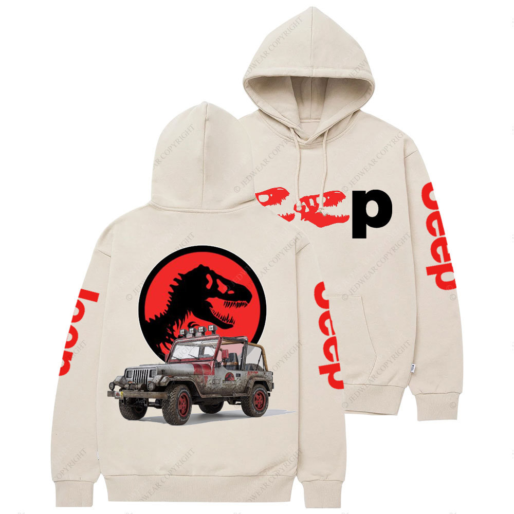 Dinosaur Jp with Red Horror Rex Double Printed Casual Hoodie