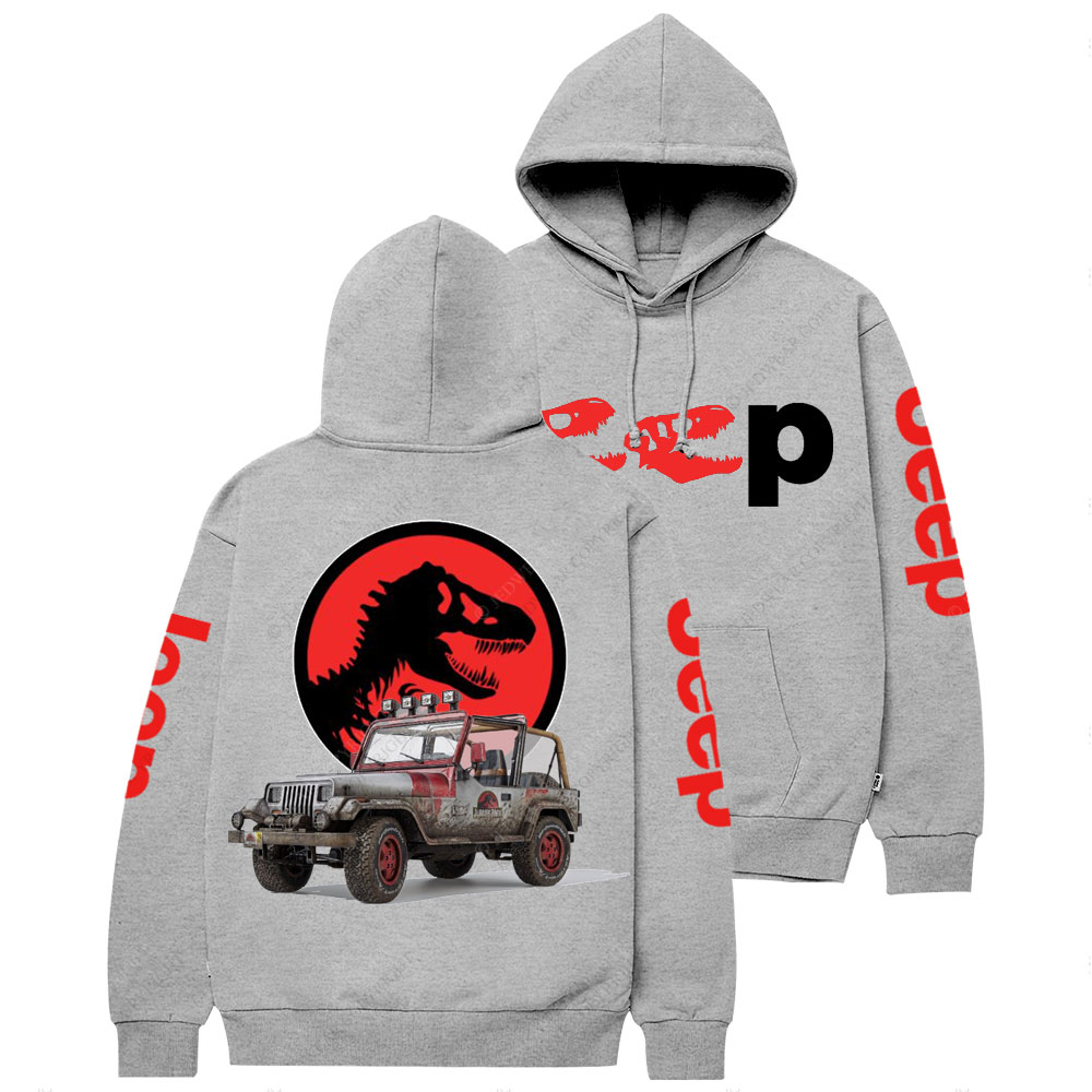 Dinosaur Jp with Red Horror Rex Double Printed Casual Hoodie