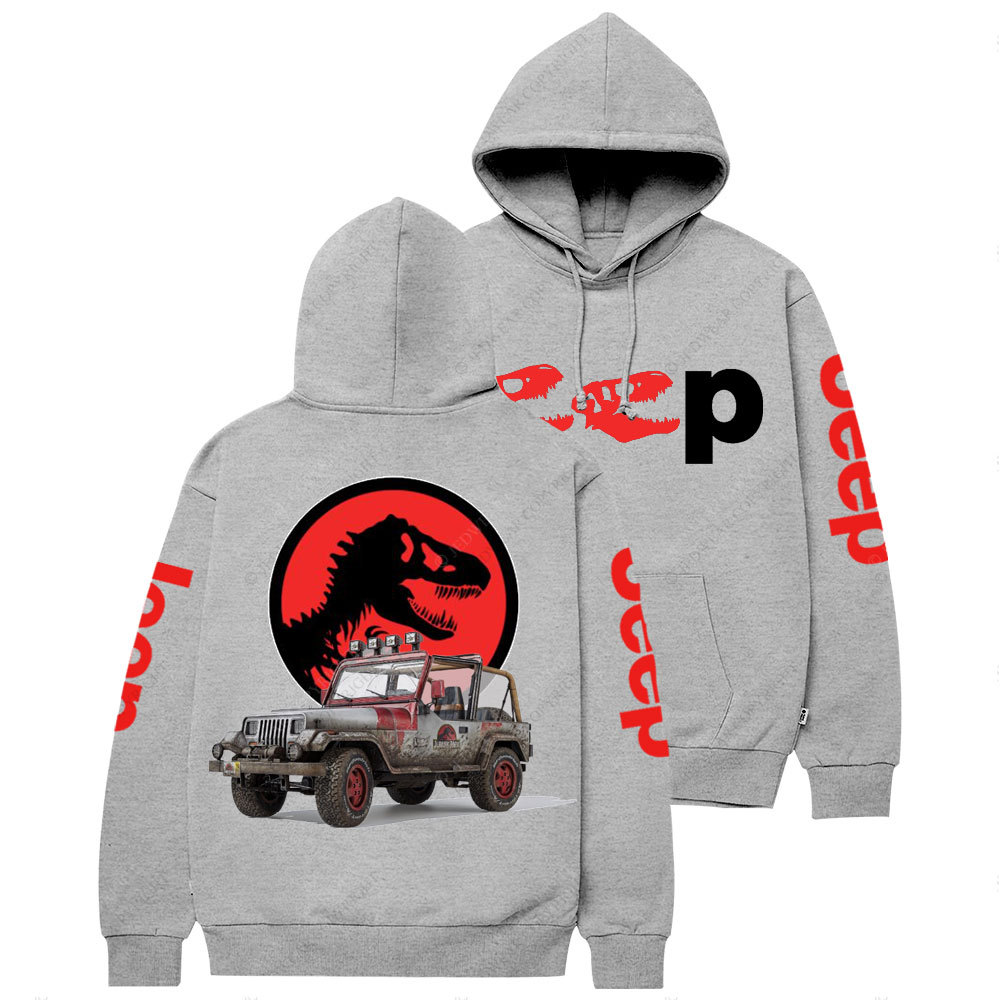 Dinosaur Jp with Red Horror Rex Double Printed Casual Hoodie