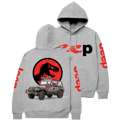 Dinosaur Jp with Red Horror Rex Double Printed Casual Hoodie