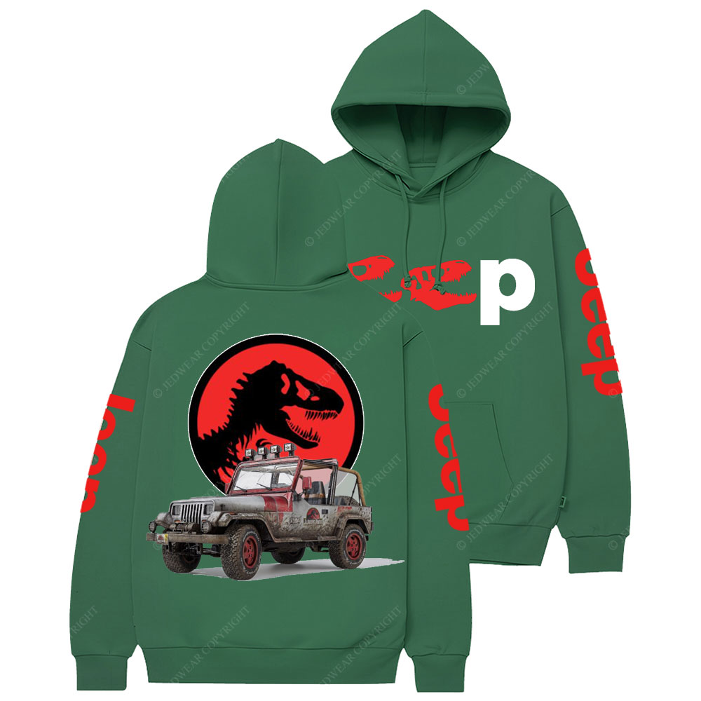 Dinosaur Jp with Red Horror Rex Double Printed Casual Hoodie