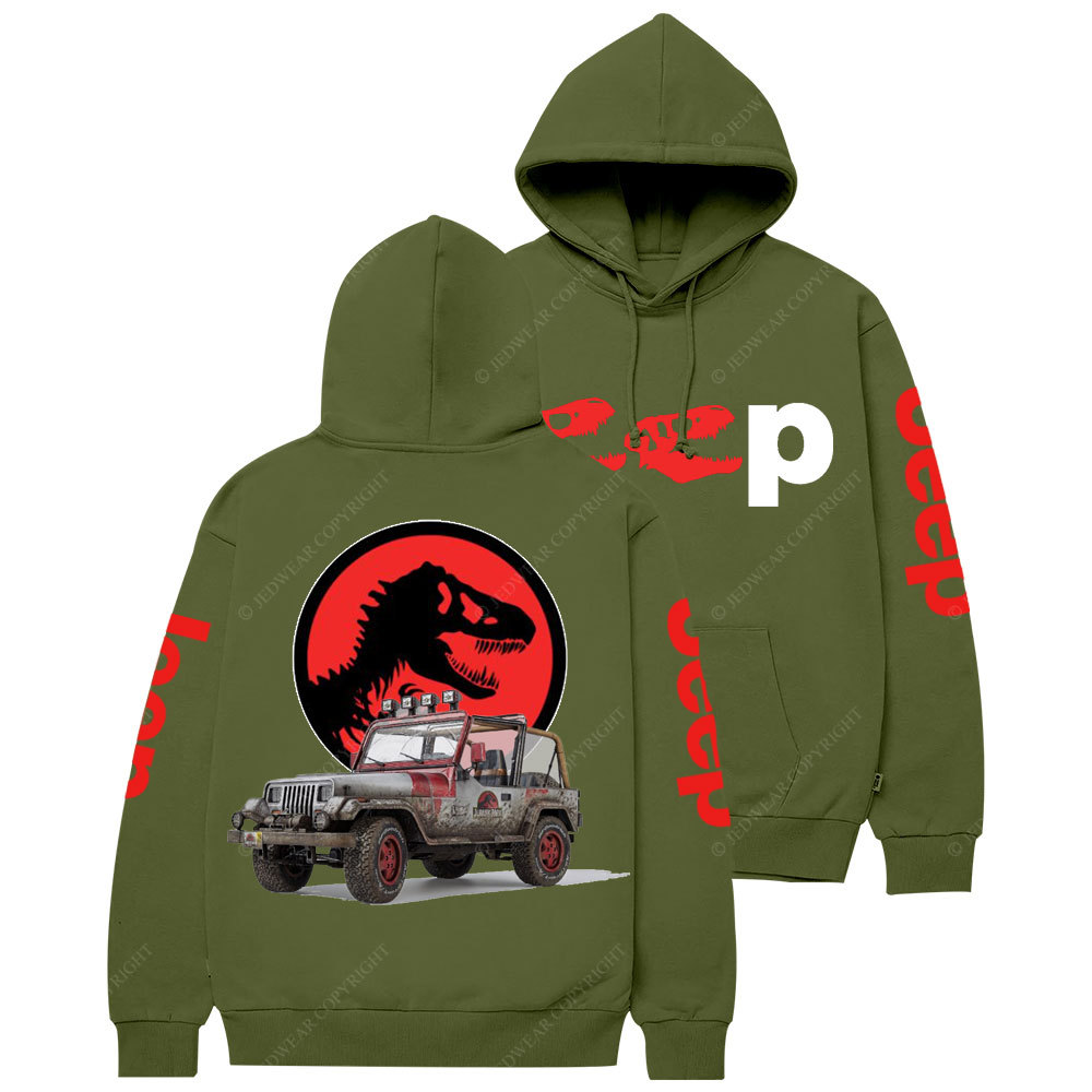 Dinosaur Jp with Red Horror Rex Double Printed Casual Hoodie